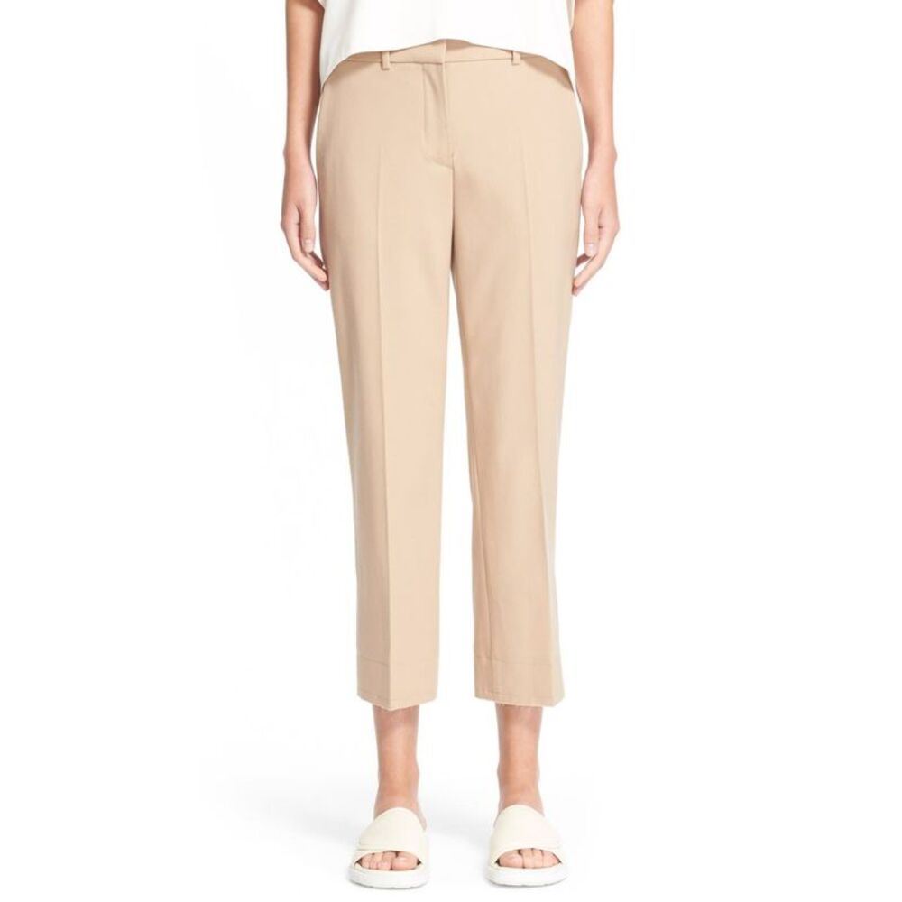 HELMUT LANG Womens Beige Bonded Hem Hook And Bar Closure Cropped Pants 0